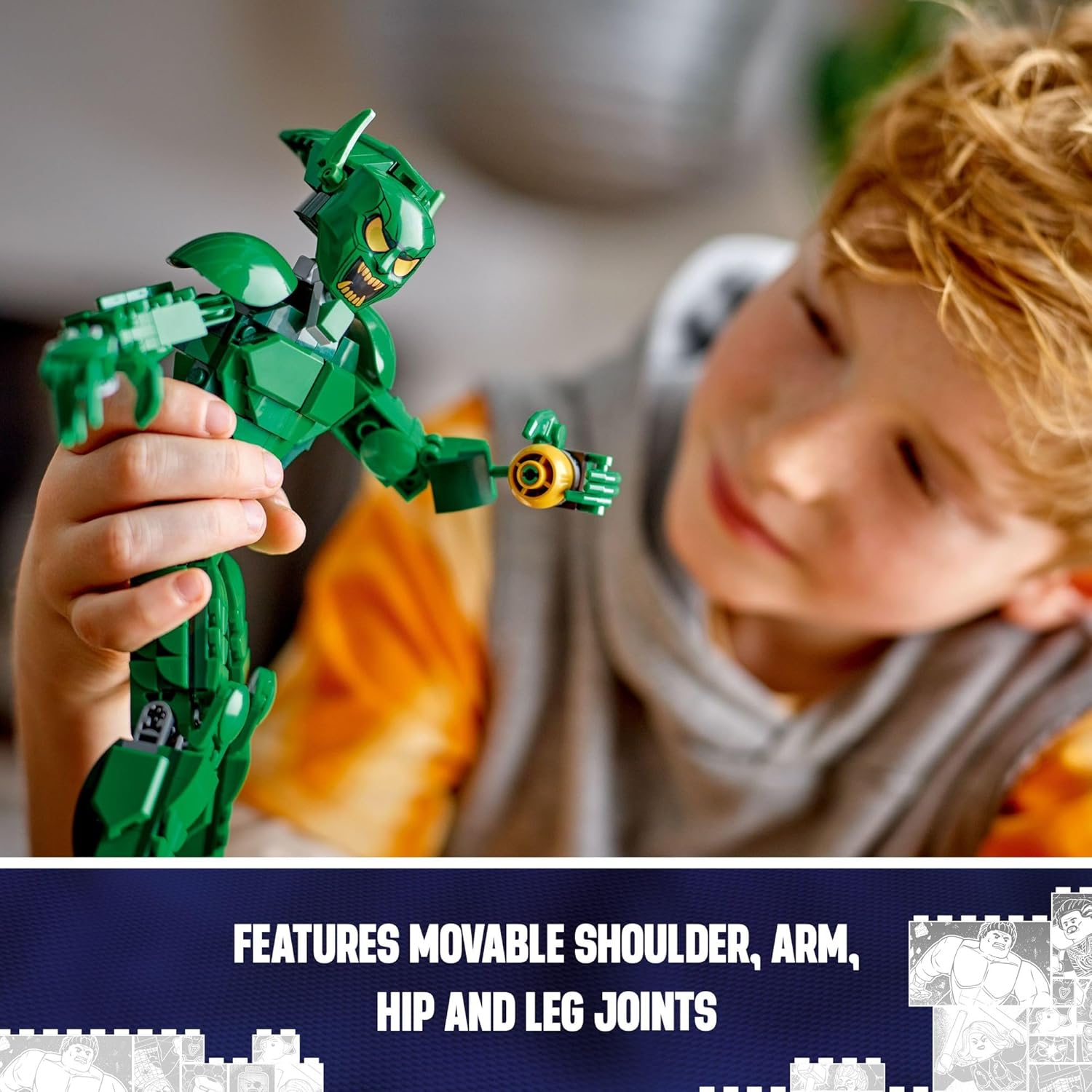 LEGO Marvel Green Goblin Construction Figure - Building Toy for Boys & Girls, Ages 8+ - Marvel Villain Action Figure W/Glider and Pumpkin Bombs - Gift for Fans - 76284