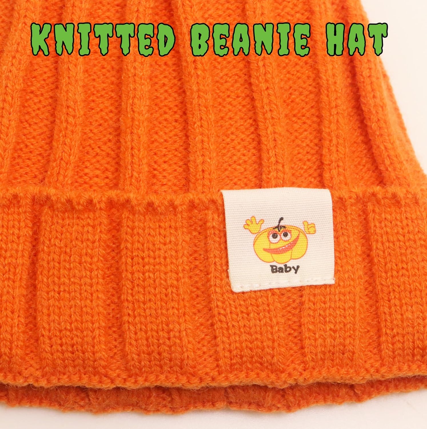 Pumpkin Hat Baby - Halloween Beanie Pumpkin Costume, Winter Knitted Beanie Hats for Infant, Kids, Toddler & Newborn Boys Girls Orange