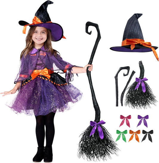 Spooktacular Creations Child Girl Orange Purple Witch Costume, Toddler Witch Outfit Set for Kids Halloween Dress Up Parties
