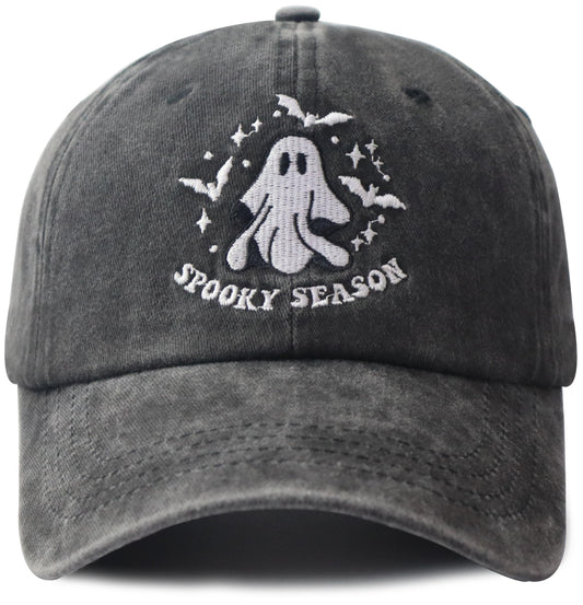 Spooky Season Hat for Men Women, Adjustable Embroidered Halloween Baseball Cap