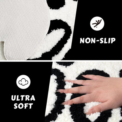 Halloween Bathroom Rugs Spooky Ghost Bath Mat Non-Slip for Gothic Bathroom Decor Goth Funny Rug for Shower Microfiber Washable Absorbent,Black 20”x32”
