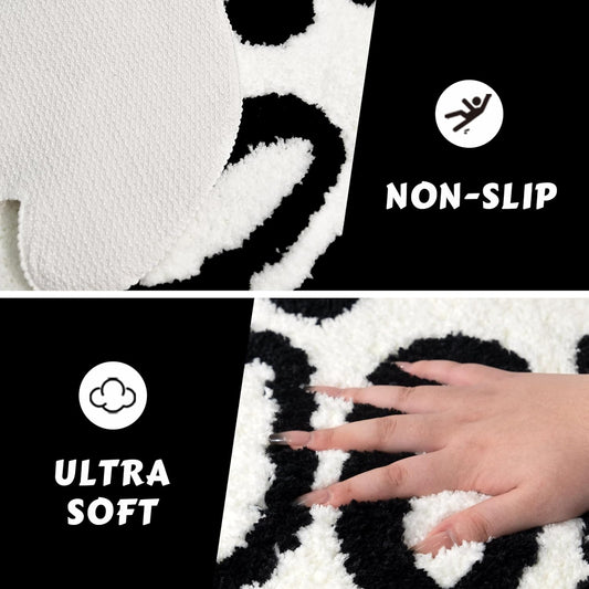 Halloween Bathroom Rugs Spooky Ghost Bath Mat Non-Slip for Gothic Bathroom Decor Goth Funny Rug for Shower Microfiber Washable Absorbent,Black 20”x32”