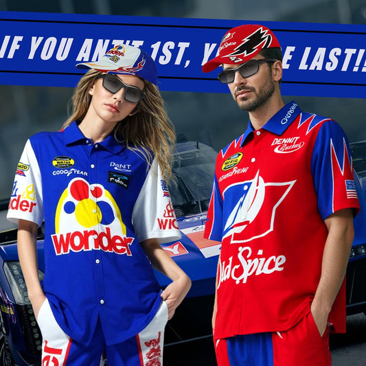 Ricky Bobby Costume Halloween Cal Naughton Shirt Race Car Driver Sports With Sunglasses Hat Props Cosplay Set