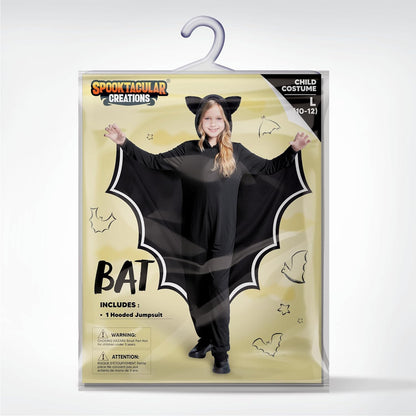 Spooktacular Creations Halloween Kid Bat Costume Glow in the Dark, Bat Wings Costume, Black Jumpsuit for Boy, Girls
