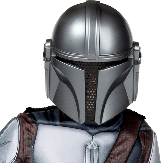 Star Wars The Mandalorian Official Youth Costume - Premium Quality Padded Jumpsuit with Plastic Mask and Detachable Cape