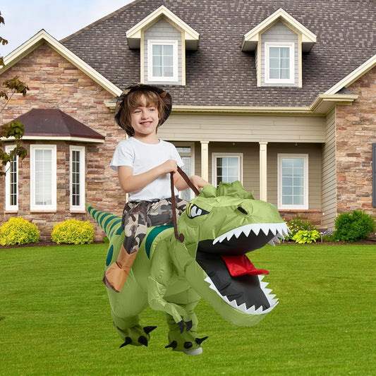 One Casa Inflatable Dinosaur Costume Riding T Rex Air Blow up Funny Fancy Dress Party Halloween Costume for Kids