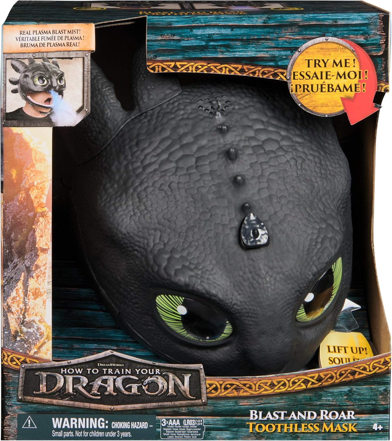 Dreamworks Dragons How To Train Your Dragon, Electronic Blast & Roar Toothless Mask, Kids Dress Up & Pretend Play Costumes for Boys & Girls Ages 4 & Up